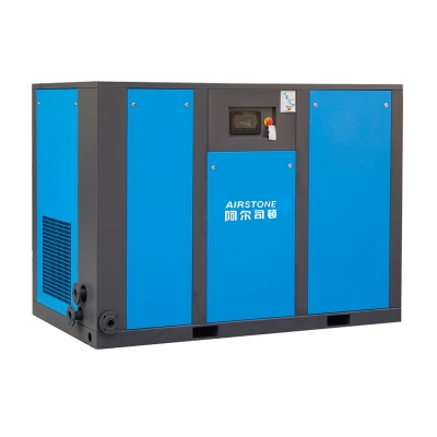 Low pressure double stage screw compressor